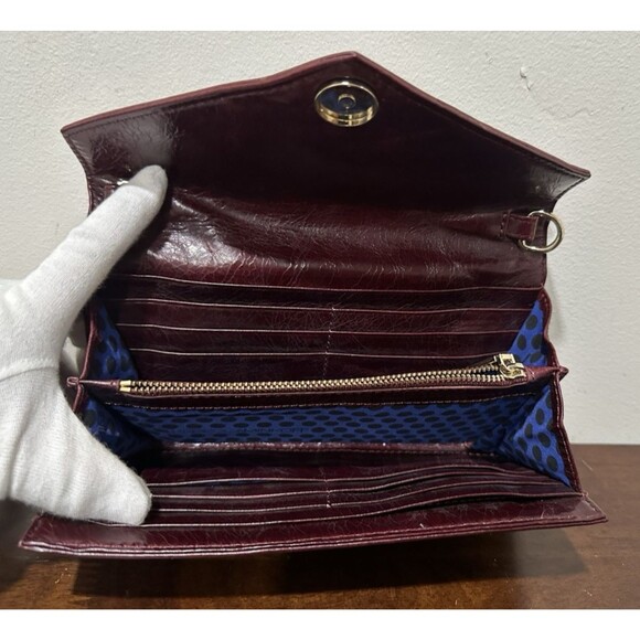 REBECCA MINKOFF envelope clutch crossbody burgundy leather with chain strap - Picture 11 of 16